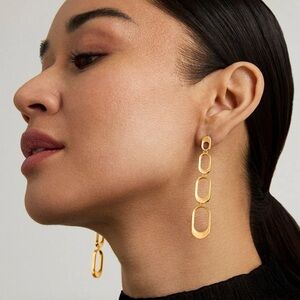 New! Dean Davidson Brushed Gold Bleecker Statement Drop Earrings